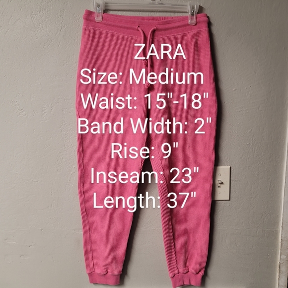 NWOT ZARA Hot Pink Textured Drawstring Jogger Pants SZ M - Picture 9 of 9